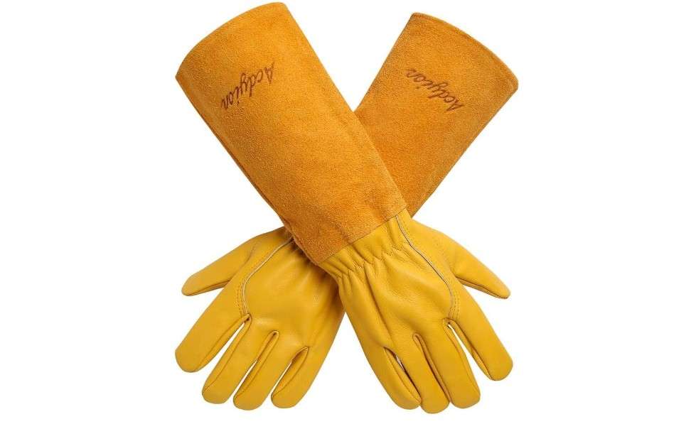 
Acdyion Gardening Gloves for Women/Men Rose Pruning Thorn & Cut Proof Long Forearm Protection Gauntlet, Resistant Thick Cowhide Leather Work Garden Gloves