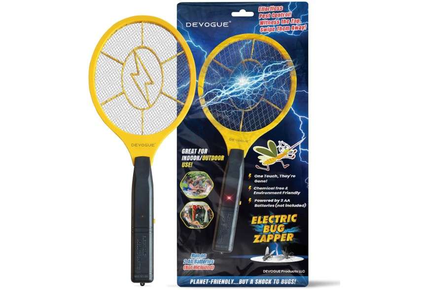 
DEVOGUE® Electric Fly Swatter Bug Zapper Battery Operated Flies Killer Indoor & Outdoor Pest Control Mosquito Zapper and Insect Catcher Racket