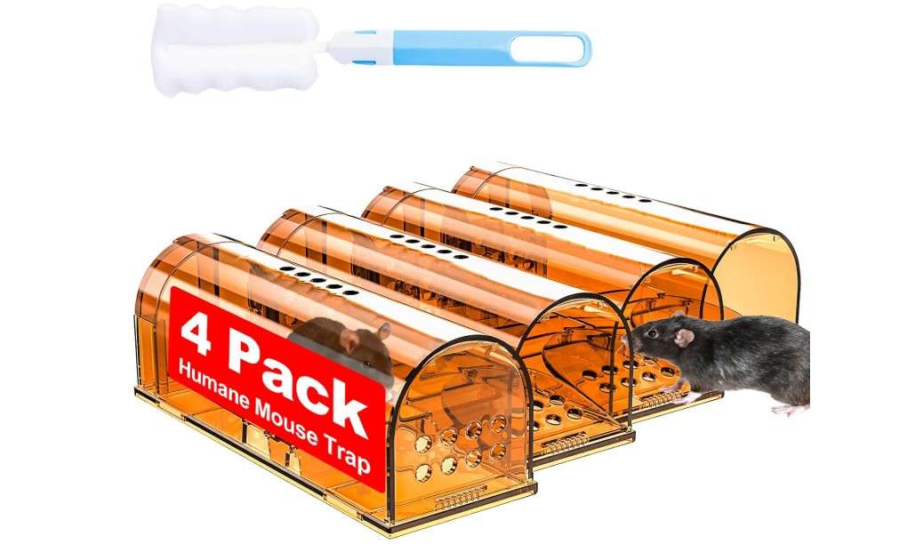 
4 Pack Humane Mouse Traps No Kill, Live Mouse Traps Indoor, Reusable Small Mice Trap Catcher for House & Outdoors