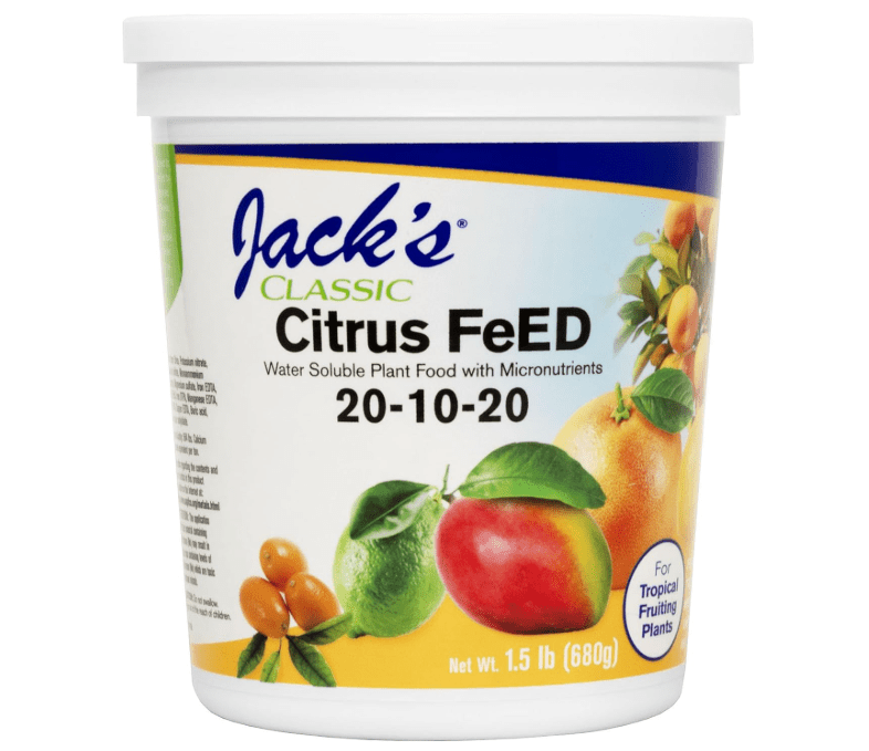 Jack's Classic 20-10-20 Citrus Feed Water-Soluble Fertilizer with Micronutrients to Provide Better Growth and Fruiting in Tropical Fruiting 