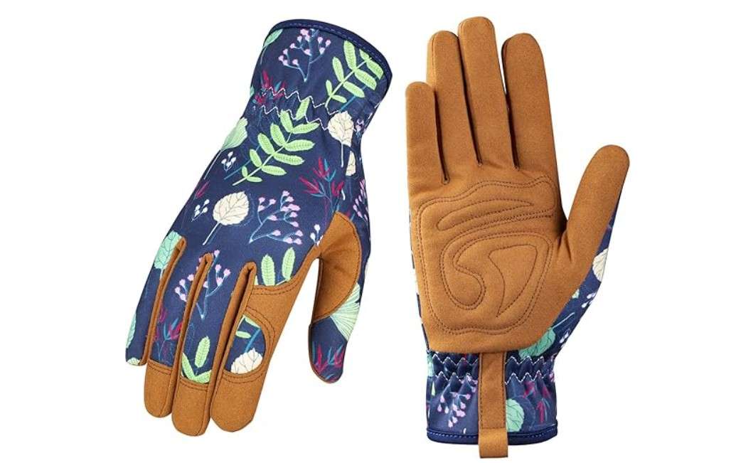 Bamllum Leather Gardening Gloves for Women - Working Gloves for Weeding, Digging, Planting, Raking and Pruning