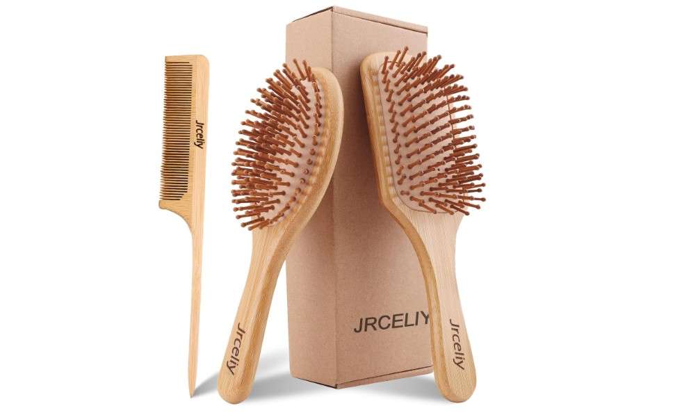 
3PCS Bamboo Hair Brush Set,Natural Wooden Brush for Women, madam, Paddle Detangling Brush for Dry/Curly/Thick/Thin/Straight Hair