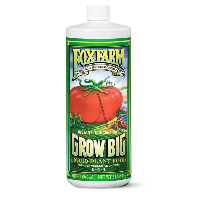 FoxFarm Grow Big Liquid Plant Food - Bloom Fertilizer for Flowers, Fruits, and Vegetables, Perfect for Indoor & Outdoor Potted Plants, NPK 6-4-4 (Quart)