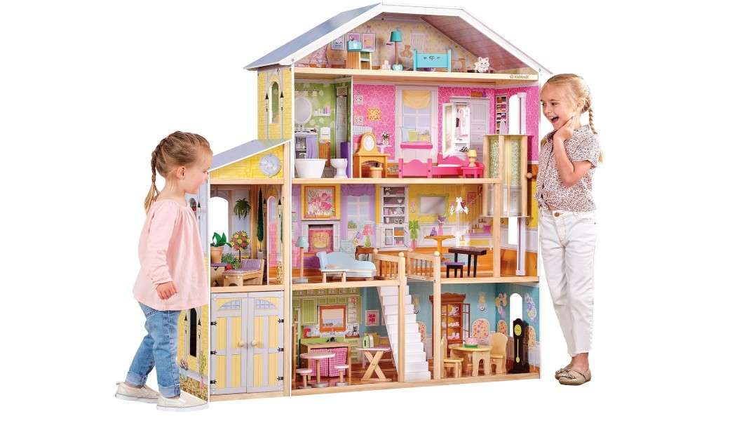  KidKraft Majestic Mansion Wooden Dollhouse with 34-Piece Accessories, Working Elevator and Garage, Gift for Ages 