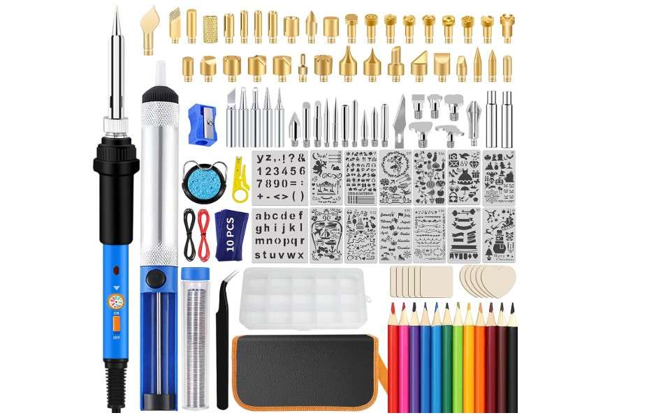  116pcs Wood Burning Kit, Professional Wood Burning Tool with Soldering, DIY Creative Tools Adjustable Temperature 220~480℃ Wood Burner Soldering Pen