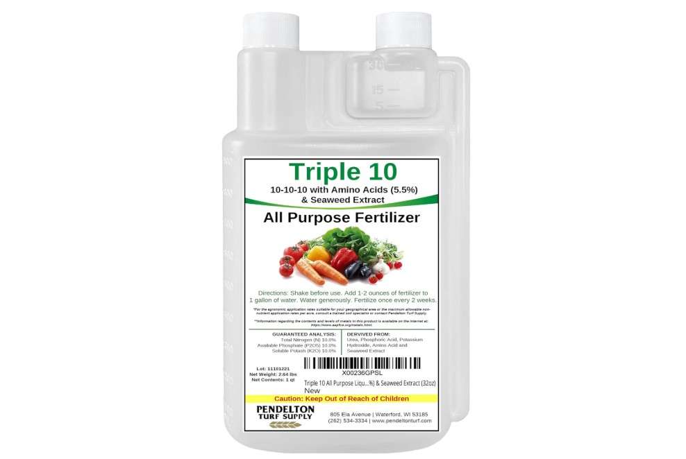  Triple 10 All Purpose Liquid Fertilizer 10-10-10 with Amino Acids (5.5%) & Seaweed Extract (32oz)