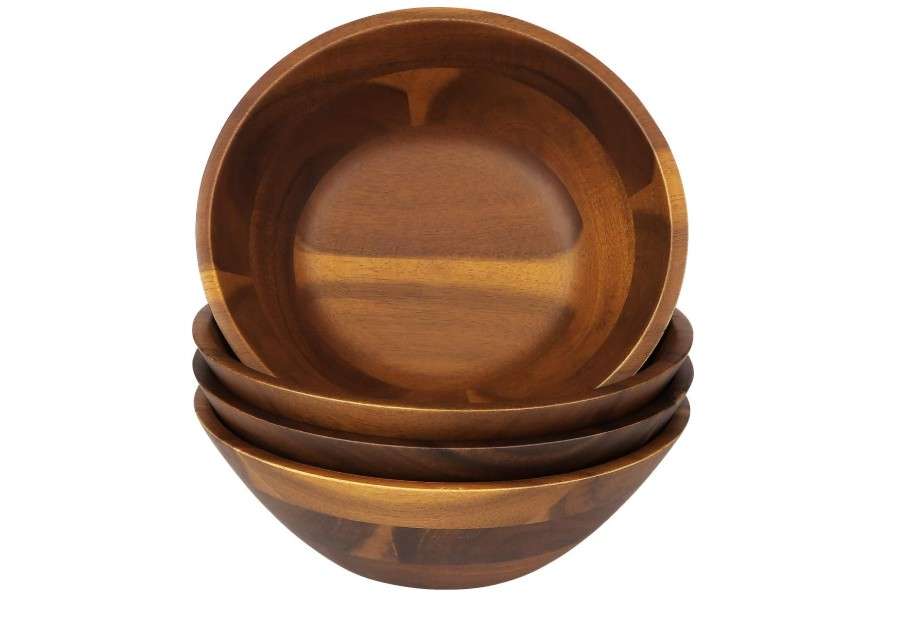 
AIDEA Acacia Wooden Serving Bowls, 7 Inch Set of 4 for Salad, Soup, Noodle and More