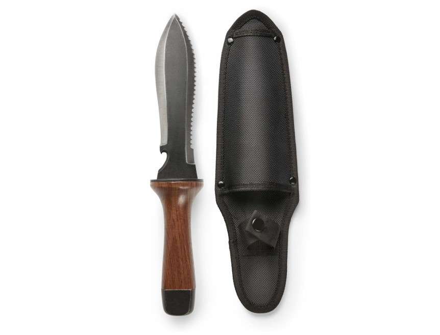  Hori Hori Garden Knife, Traditional Japanese Weeding Tool with ergonomic wooden handle. Large 7'inch blade with case. (Standard blade)
