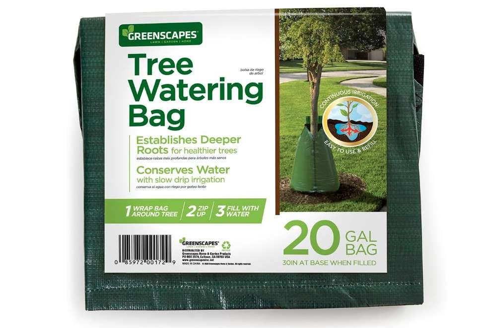
Greenscapes Tree Watering Bag with Micro-Perforated Seams for Slow Release Drip 6-8 Hour Empty Time: Fits Up To 4 Inch Caliper, 20 Gallon Capacity (Pack of 1)