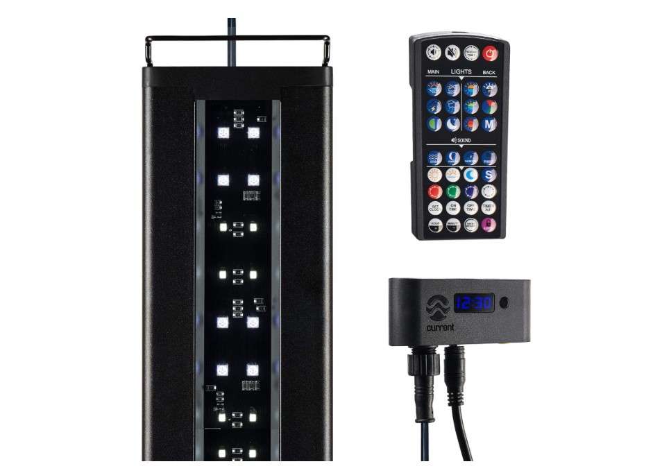 
Current USA 36-48" Inch Satellite Freshwater LED Plus Full Spectrum RGB+W Light for Aquariums | Wireless 24 Hour Remote Control Fish Tank Lighting (4507)