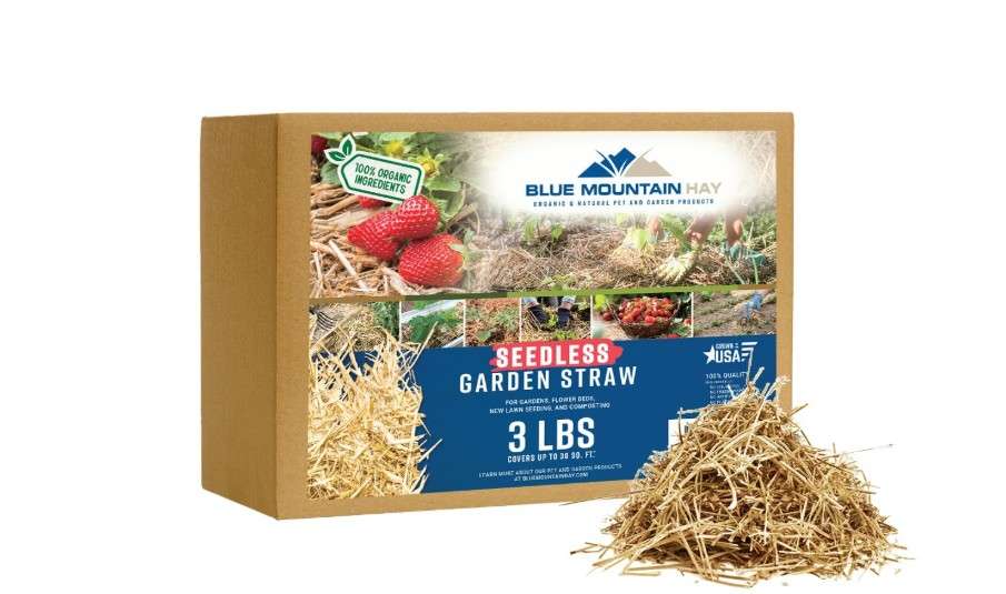 
Blue Mountain Hay | Organic Seedless Garden Straw (3 lb) | Natural Mulch for Gardening, Flower Beds, Yard Landscaping, New Lawn Grass Seeding, Composting 
