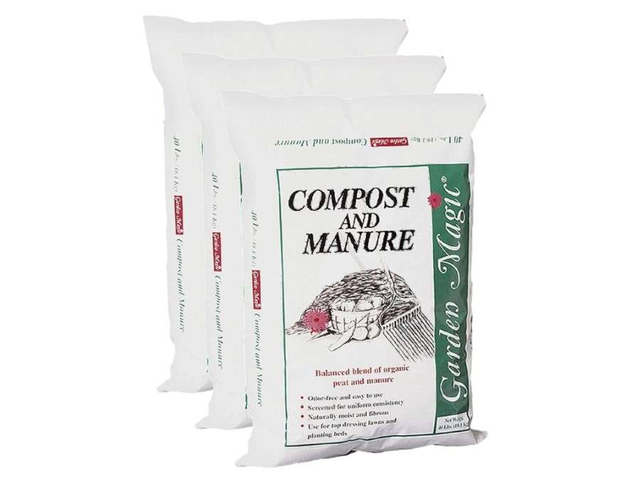  Michigan Peat 40 Pound Garden Magic Compost and Manure with Odor Free Blend and Naturally Moist and Fibrous for Lawn and Garden, 3 Pack