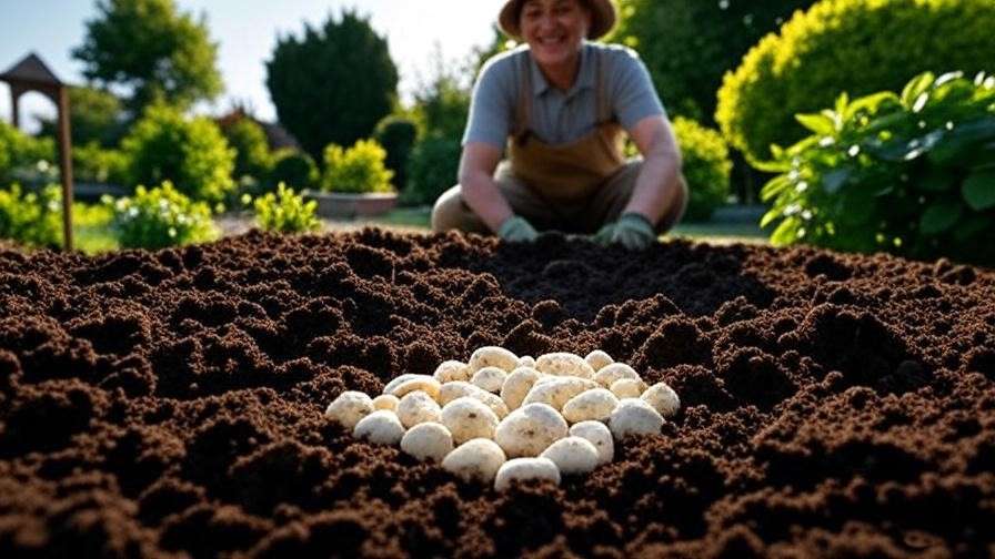 Gardener preparing soil with compost for Sugar Baby watermelon planting"