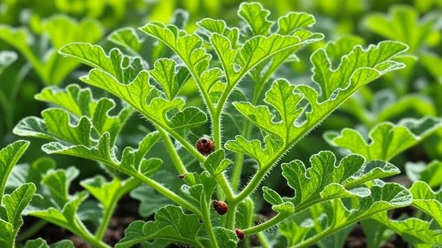 Crimson Sweet watermelon plant with ladybugs and organic pest control. 