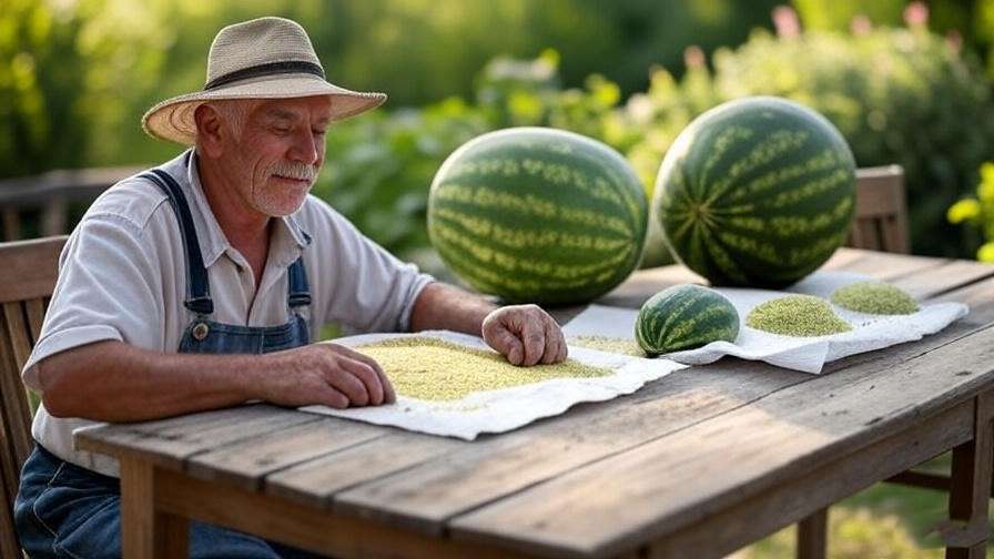 Fresh Sugar Baby watermelons and seed drying process