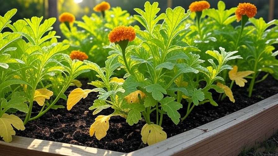 Sugar Baby watermelon plants with marigolds for pest control