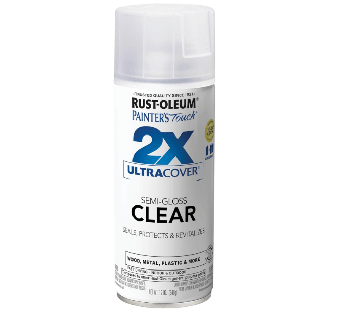Rust-Oleum 249859 Painter's Touch 2X Ultra Cover Spray Paint, Semi-Gloss Clear , 12 Ounce (Pack of 1)