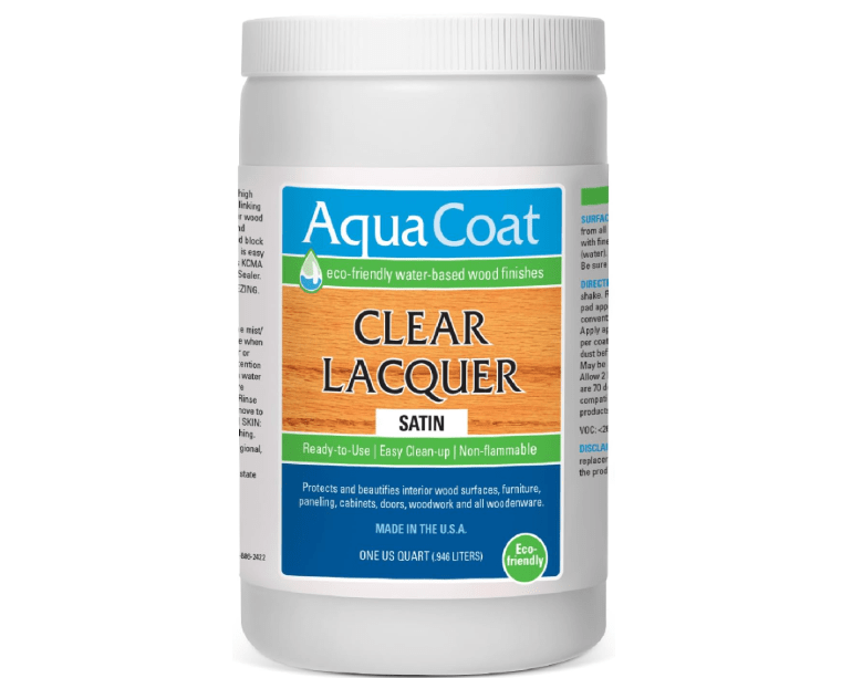 
Aqua Coat Clear Lacquer in Satin Finish - Premium Water-Based for Wood & Plastic - Self-Cross-Linking, Fast-Drying, Non-Yellowing, Eco-Friendly - Q