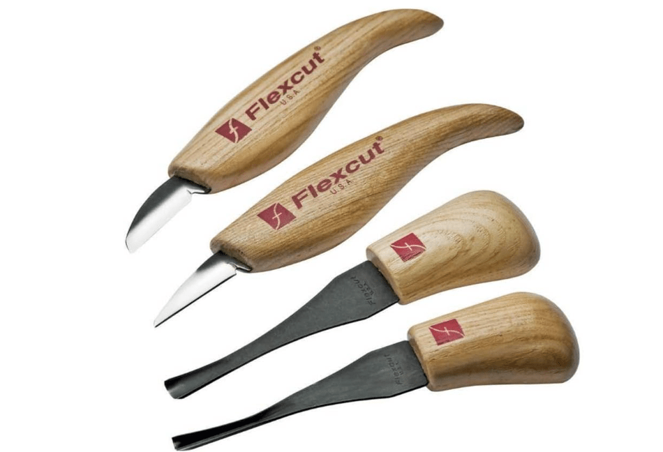 
Flexcut Wood Carving Tools Beginner Palm & Knife Set KN600, 1095 High Carbon Steel Blades and Ergonomic Ashwood Handles