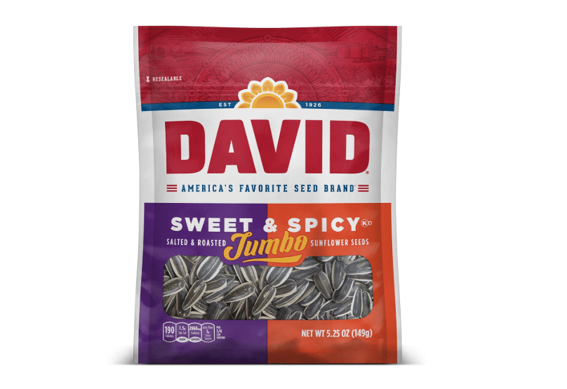 
DAVID Roasted and Salted Jumbo Sunflower Seeds, Sweet and Spicy Flavor, 5.25oz