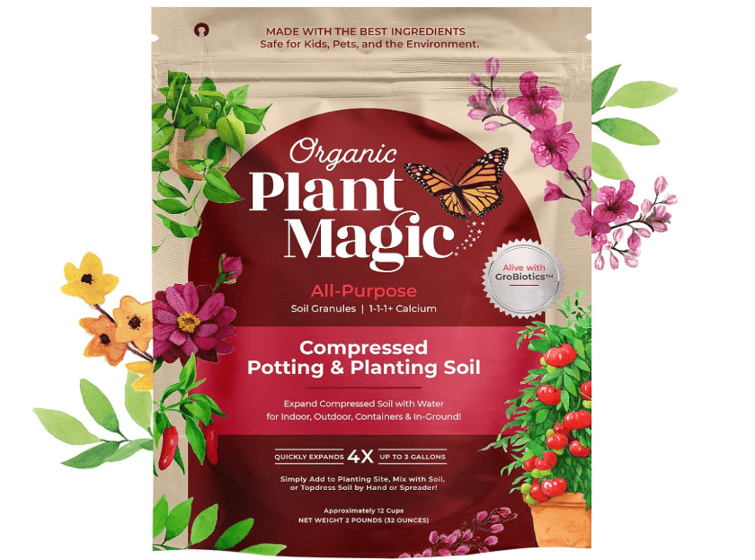 Compressed Organic Potting Soil for Garden, Plants & Vegetables - Expands 4x When Mixed with Water - Indoor or Outdoor Use - Plant Food M