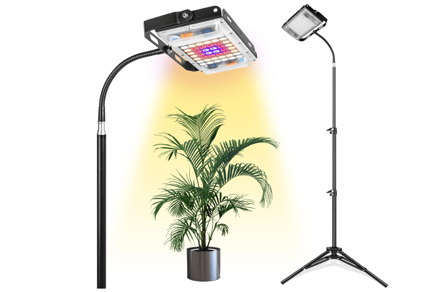 
LBW Grow Light with Stand, Full Spectrum LED Floor Plant Light for Indoor Plants, Grow Lamp with On/Off Switch, Adjustable Tripod Stand 15-48 inches