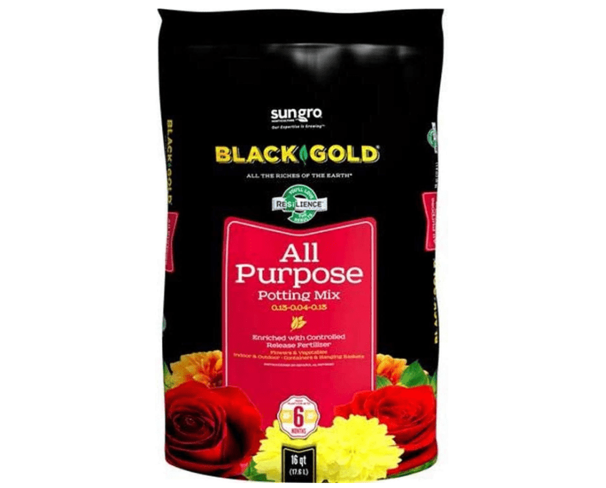 SunGro Black Gold All Purpose Potting Soil Fertilizer Mix for House Plants, Vegetables, Herbs and More, 16 Quart Bag (4 Pack)