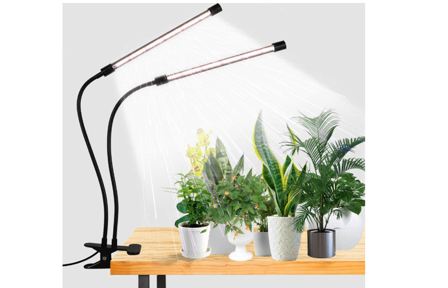 
GooingTop LED Grow Light,6000K Full Spectrum Clip Plant Growing Lamp with White Red LEDs for Indoor Plants,5-Level Dimmable,Auto On Off Timing