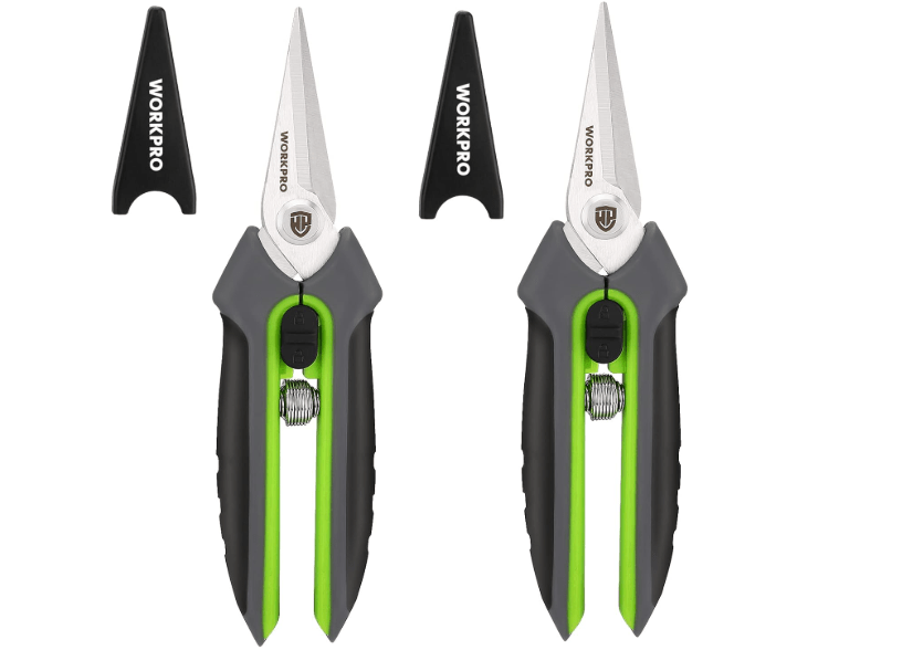 
WORKPRO 2 Pack Garden Pruning Shears with Sheath, 6.5” Small Hand Pruners/Snips/Clippers- Spring Loaded & Precision Straight Blades, Microgreen Trimming.