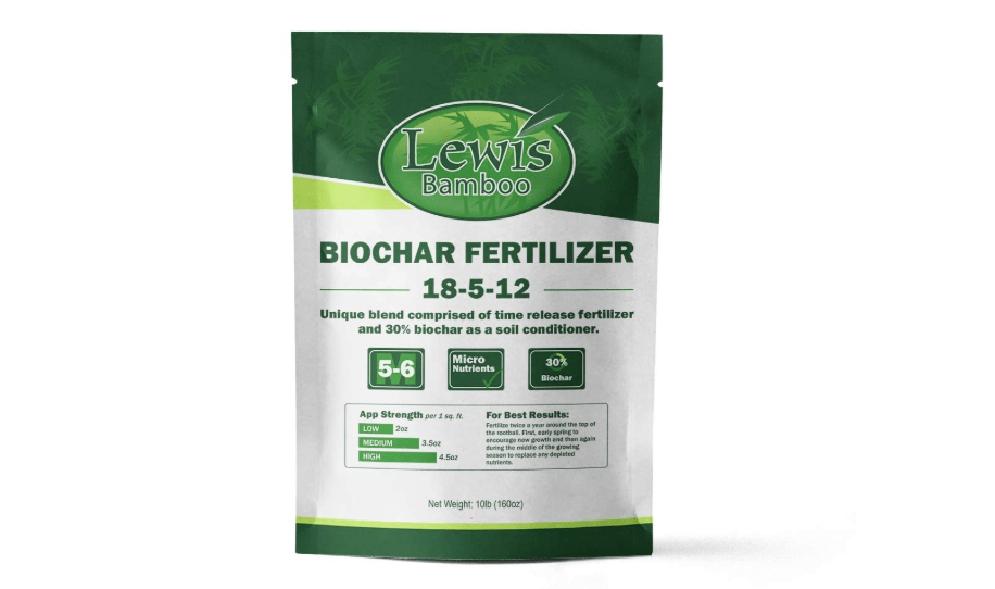 
Lewis Bamboo - Biochar Fertilizer 18-5-12 (10 LB Bag) - Time Release Fertilizer with Charcoal
