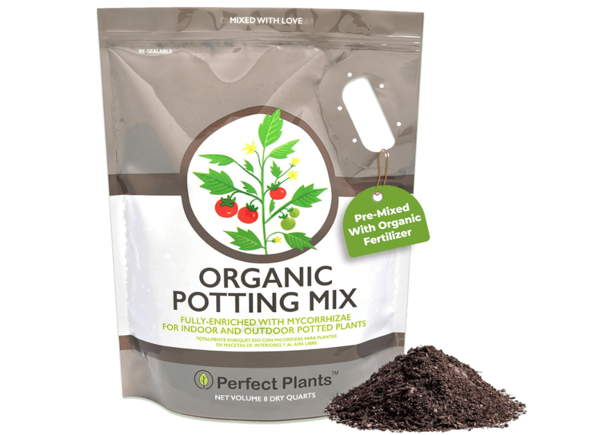 
Organic Potting Mix by Perfect Plants for All Plant Types - 8qts for Indoor and Outdoor Use, Great for Veggies, Spices, 