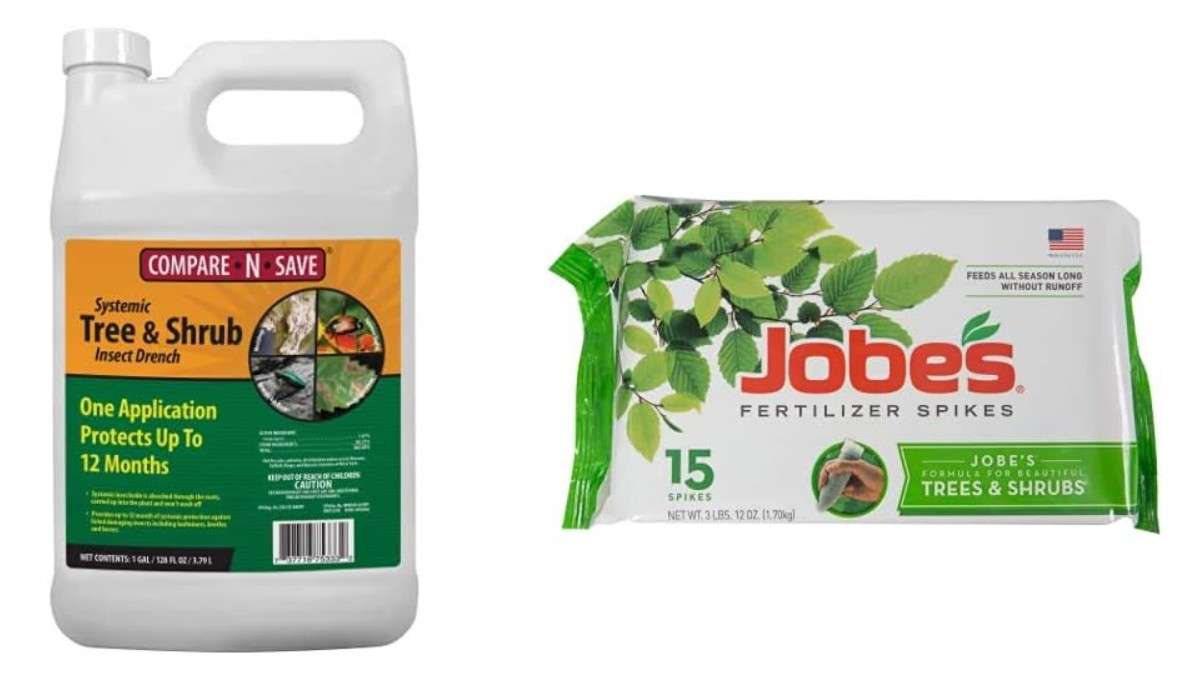  Compare-N-Save Systemic Tree and Shrub Insect Drench + Jobe's Fertilizer Spikes for Trees & Shrubs