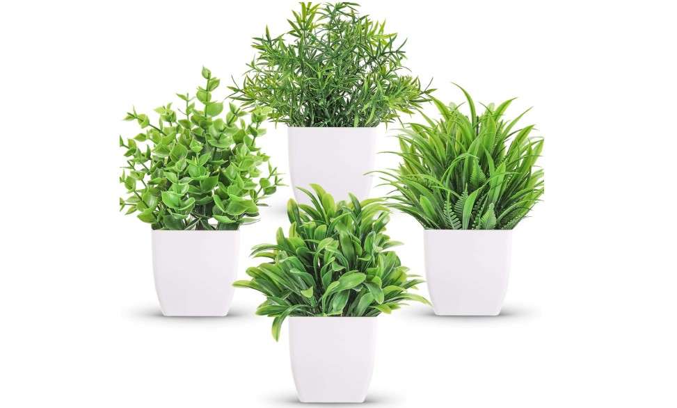  Der Rose 4 Pack Small Fake Plants Mini Artificial Faux Plants in Pots for Home Office Bedroom Living Room Decor