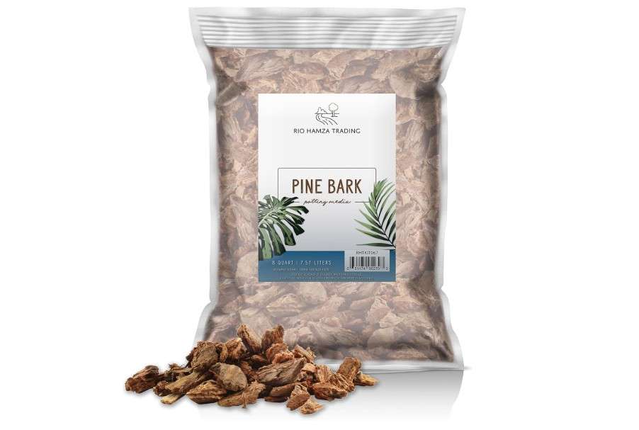 
100% Natural Pine Bark Mulch Nuggets (8 Quarts), Small Mulch Chips for Indoor/Outdoor Container Gardening, Ideal for Soil Supplement, Houseplant Mulch