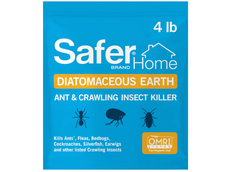 Safer Home Diatomaceous Earth 4 lb Organic OMRI DE - Cockroach Killer Indoor Home & Bed Bug Killer, Kills Flea, Ant, Silverfish, Earwig & Crawling