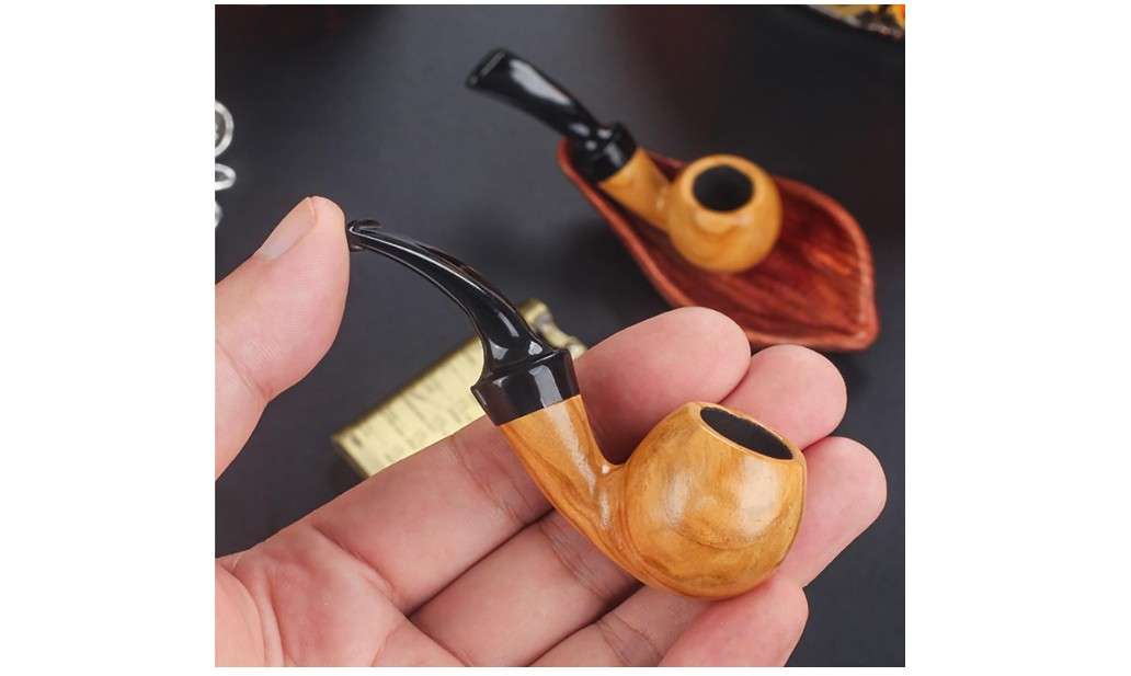 
Handmade Olive Wood Tobacco Pipe， Mini Portable Smoking Pip Classic Bent Stem Type- Thickened Wall - Removable- Gift For Collector, Beginner
