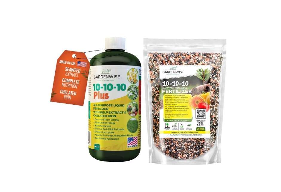  GARDENWISE 10-10-10 Liquid Fertilizer & 10-10-10 All-Purpose Granular Fertilizer Bundle for All Purpose Plants - Plant Food Outdoor & Indoor Plant