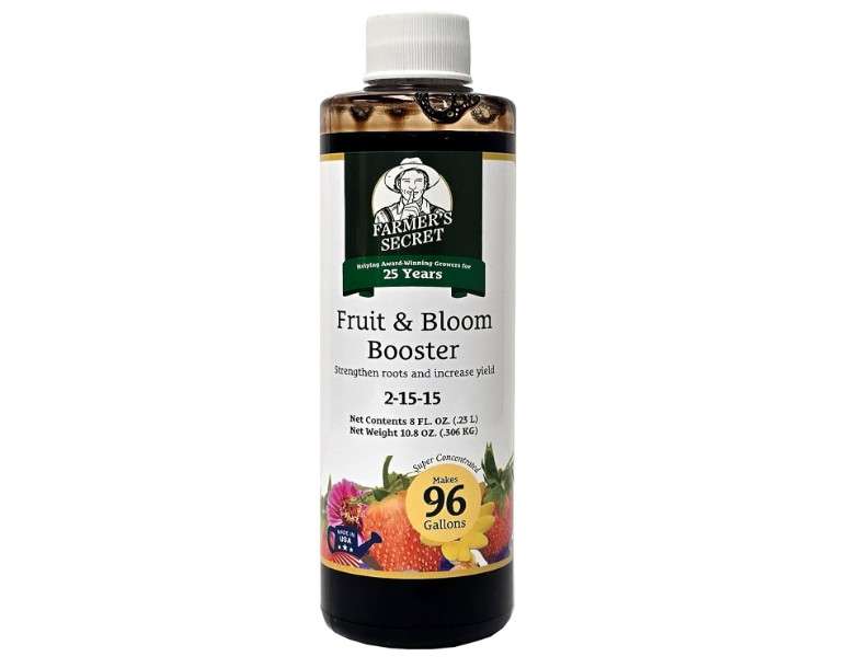 
Farmer’s Secret Fruit & Bloom Booster Fertilizer (8oz) - Super Concentrated - Increases Flowering and Yield on All Varieties of Fruits, Vegetables and...
