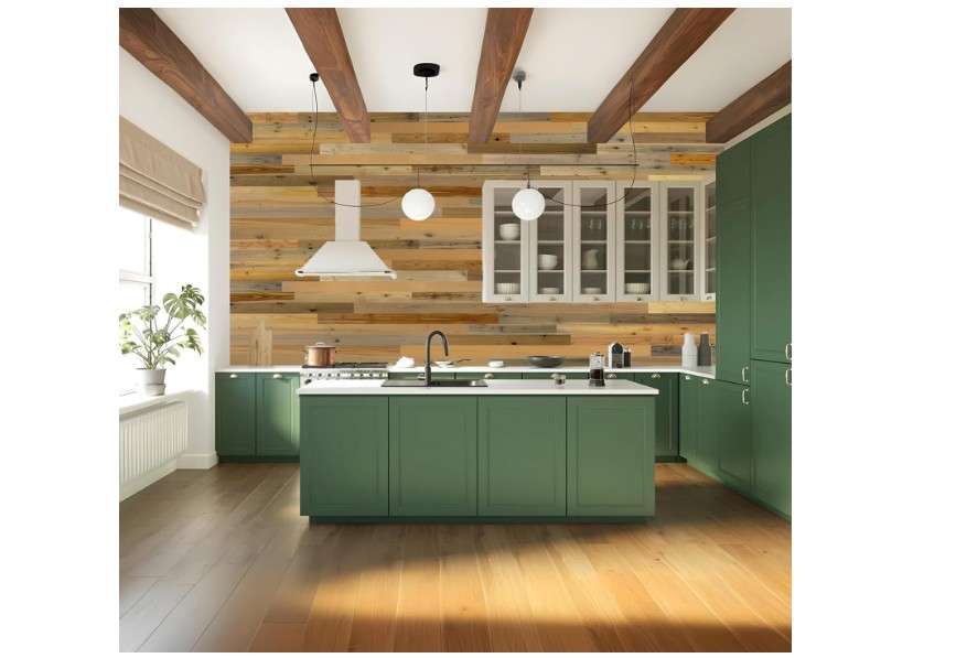  TIMBERCHiC 100% Reclaimed Wood Wall Planks - Made in USA - Peel-and-Stick Panels for Interior Decor - DIY Accent Wall Panels, River Planks 