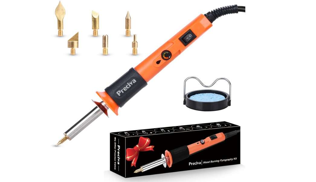 
Preciva Wood Burning Kit, Wood Pyrography Pen, Multifunctional Wood Encarving Kit with Soldering Iron, Carving Burning Tools On Wood/Leather, Wood