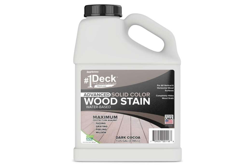  #1 Deck Premium Advanced Solid Color Outdoor Wood Stain and Sealer in One – Water Based Sealant for Wood Decks, Fences, & Siding - 1 Gal - Made in USA