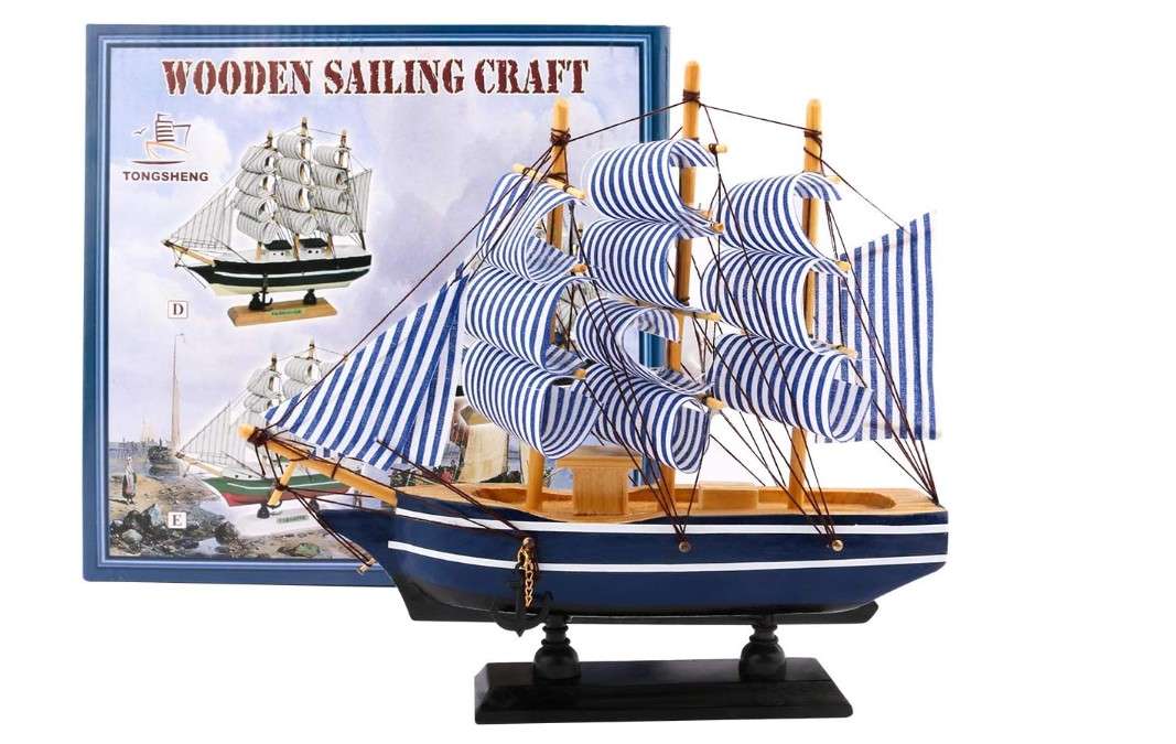 
Dedoot Sailboat Model Decor, Wooden Sailing Boat Nautical Decor 7"x8" Model Ship for Ocean Theme Party and Room Decoration, Photo Props