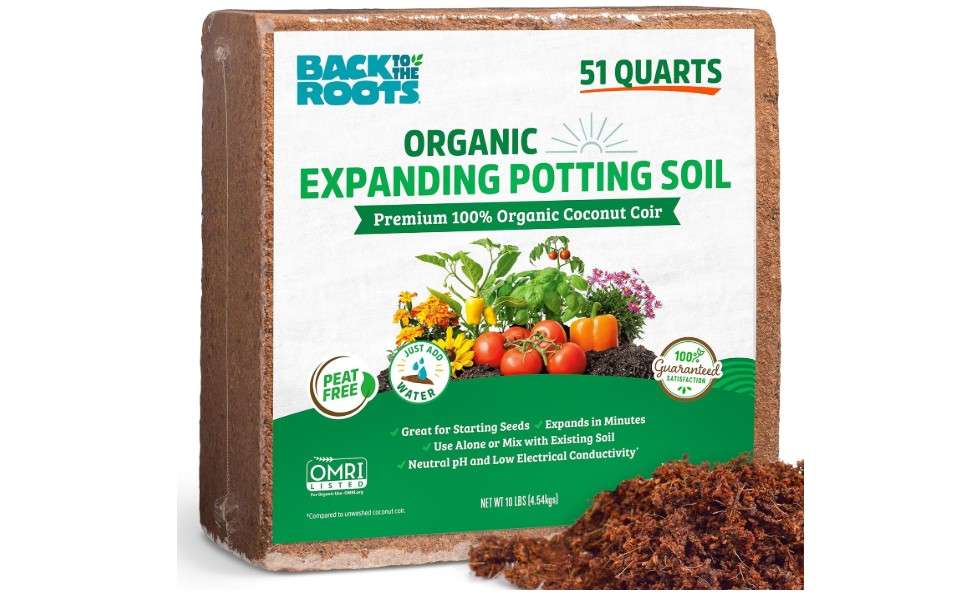  Back to the Roots Organic Coir, 51 Quart Expanding Soil, Great for Seeds and Potting