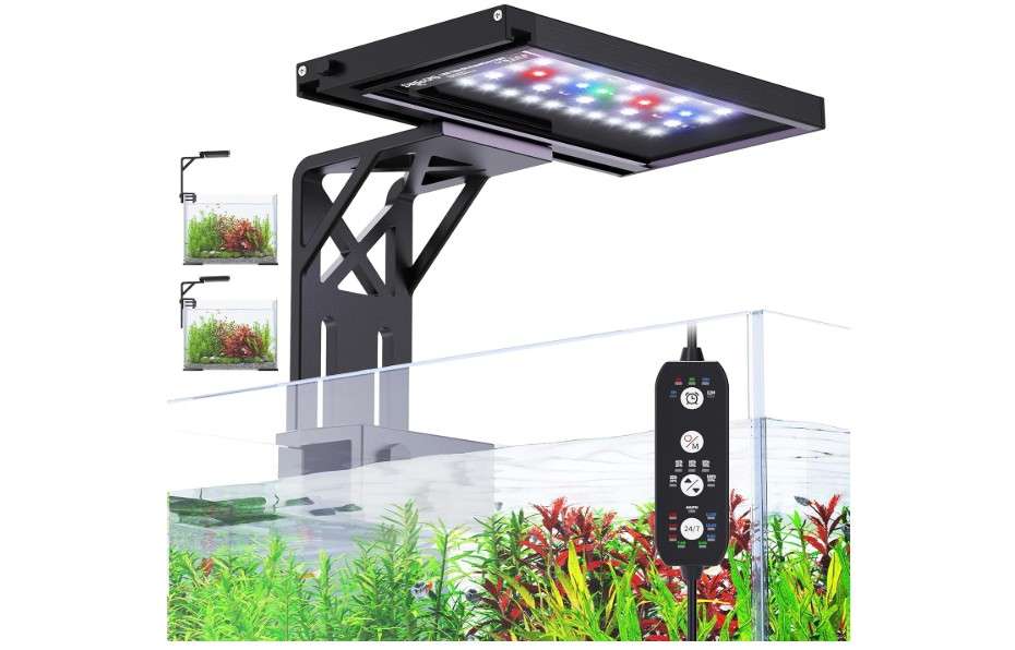 
SEAOURA Clip On Aquarium Light for Plants-24/7 Cycle Fish Tank Light with Timer, Full Spectrum+7 Colors Mode, Auto On/Off, Adjustable Brightness and Height