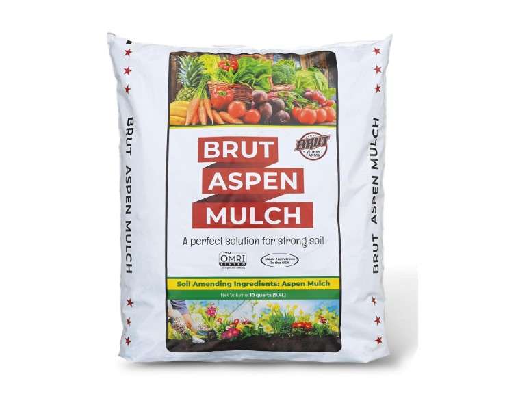 
Brut Organic Aspen Mulch, 10 Quart, Odor-Free, Nutrient Rich, High Water Retention, for Vegetable Gardens, Houseplants, Landscaping