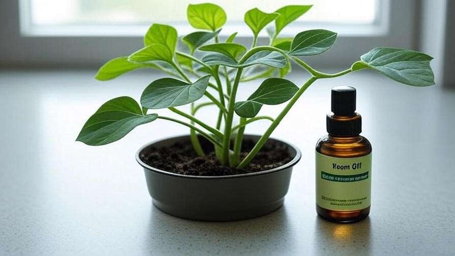 "Watermelon Congo plant with pest damage and neem oil for treatment" 