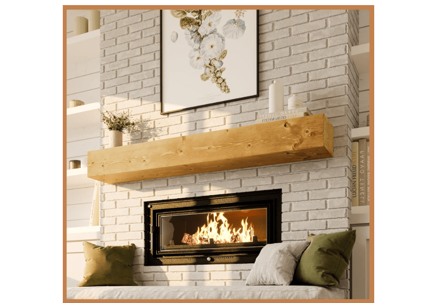 
Avana Rustic Fireplace Mantle Shelf 60 Inches - Handcrafted Wood Mantles for Over Fireplace - Wall Mounted Farmhouse Fireplace Mantel Shelf - Floating