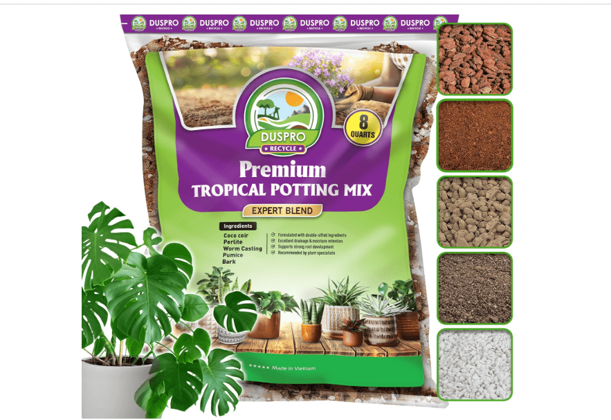 
DUSPRO Recycle Tropical Potting Mix Pre-Mixed 5in1 with Pine Bark, Coco Coir, Perlite, Worm Casting & Pumice Ideal Aroid Mix Soil for Monstera,