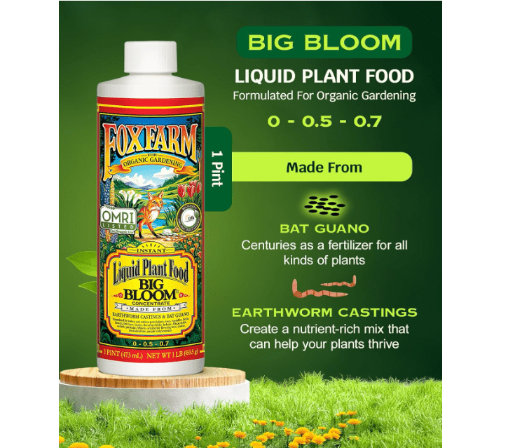 
FoxFarm - Big Bloom Plant Food, Liquid Fertilizer Concentrate for Flowers, Fruits, and Vegetables, All Purpose Plant Fertilizer for Indoor & O