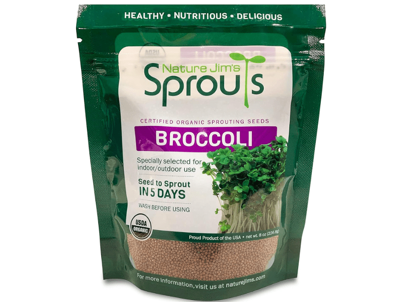 Nature Jims Sprouts Broccoli Sprout Seeds - Certified Organic for Indoor/Outdoor Use - Rich in Sulforaphane Healthy, Nutritious Broccoli Seeds Sprout 